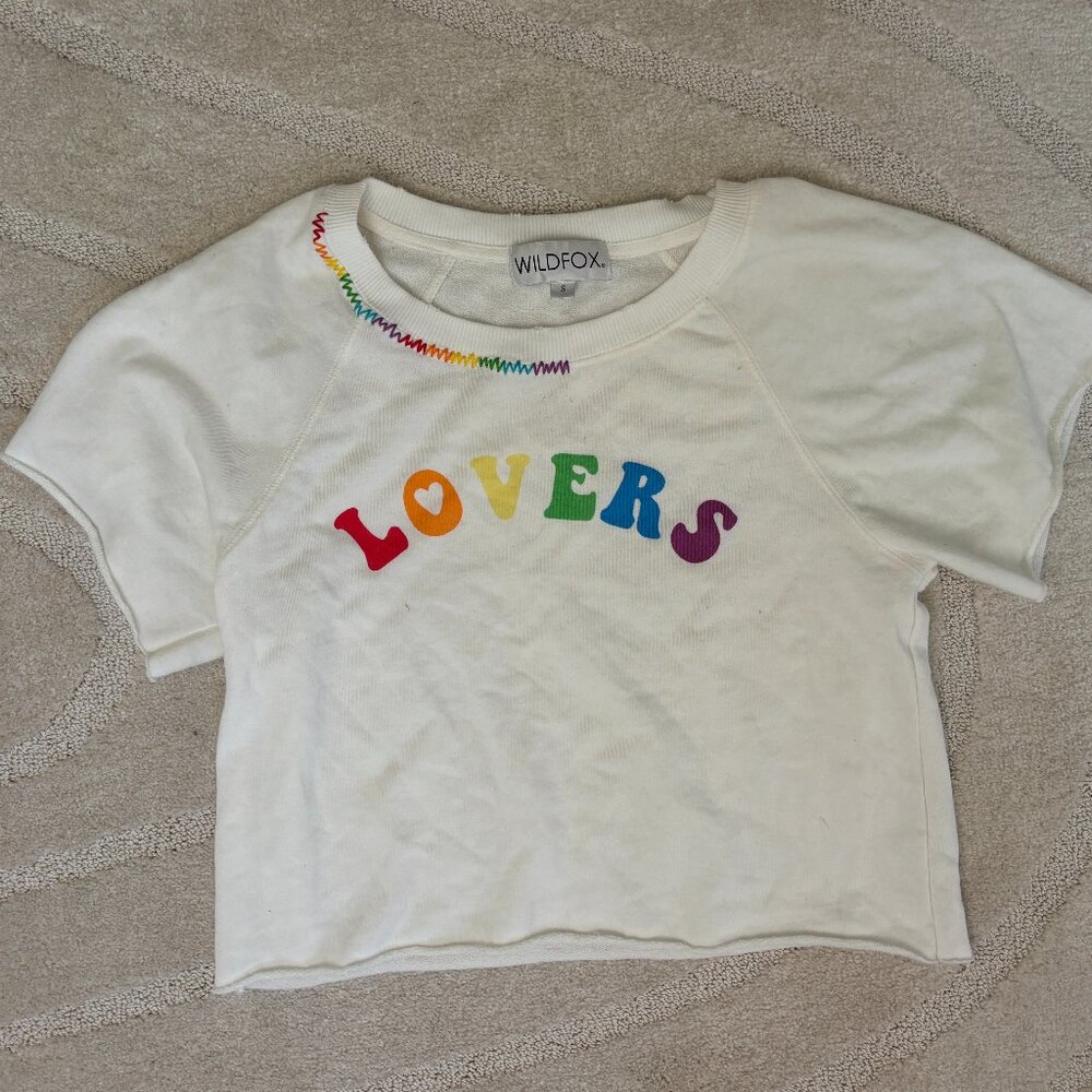 Wildfox Lovers Cropped Cotton Blend Sweatshirt
